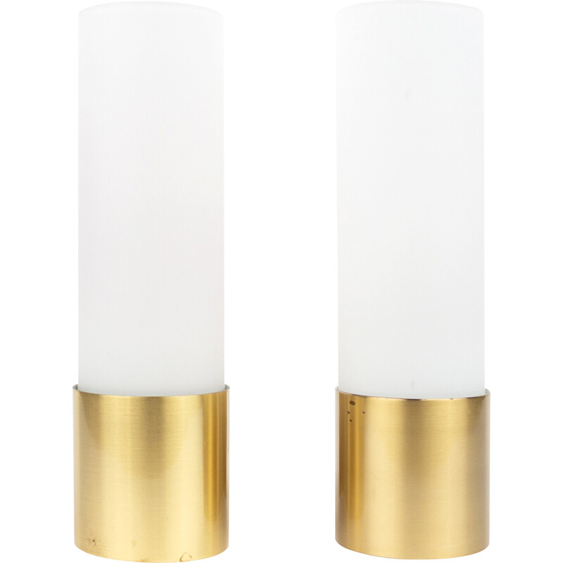 Pair of vintage Danish opal glass wall lamps by Jørgen Bo for Fog og Morup, 1960s