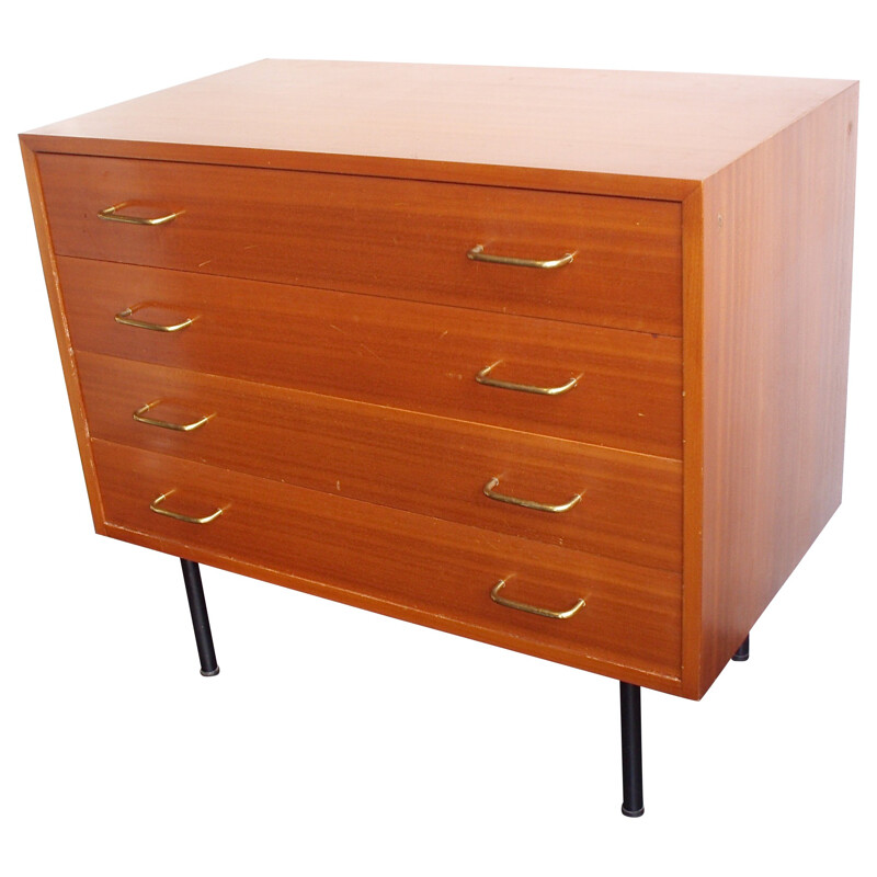 Mid century modern chest if drawers in mahogany veneer, Claude VASSAL - 1950s