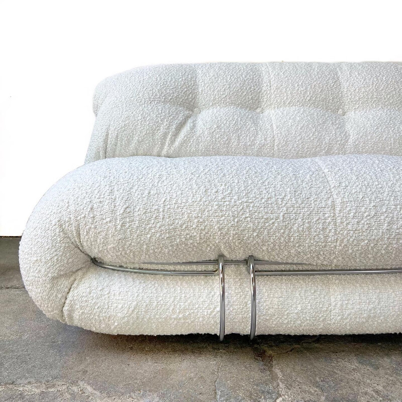 Vintage Soriana 4-seater sofa in woolen fabric by Afra and Tobia Scarpa for Cassina, 1970s