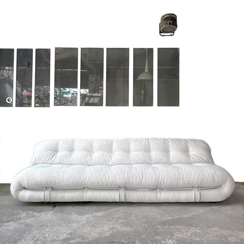 Vintage Soriana 4-seater sofa in woolen fabric by Afra and Tobia Scarpa for Cassina, 1970s