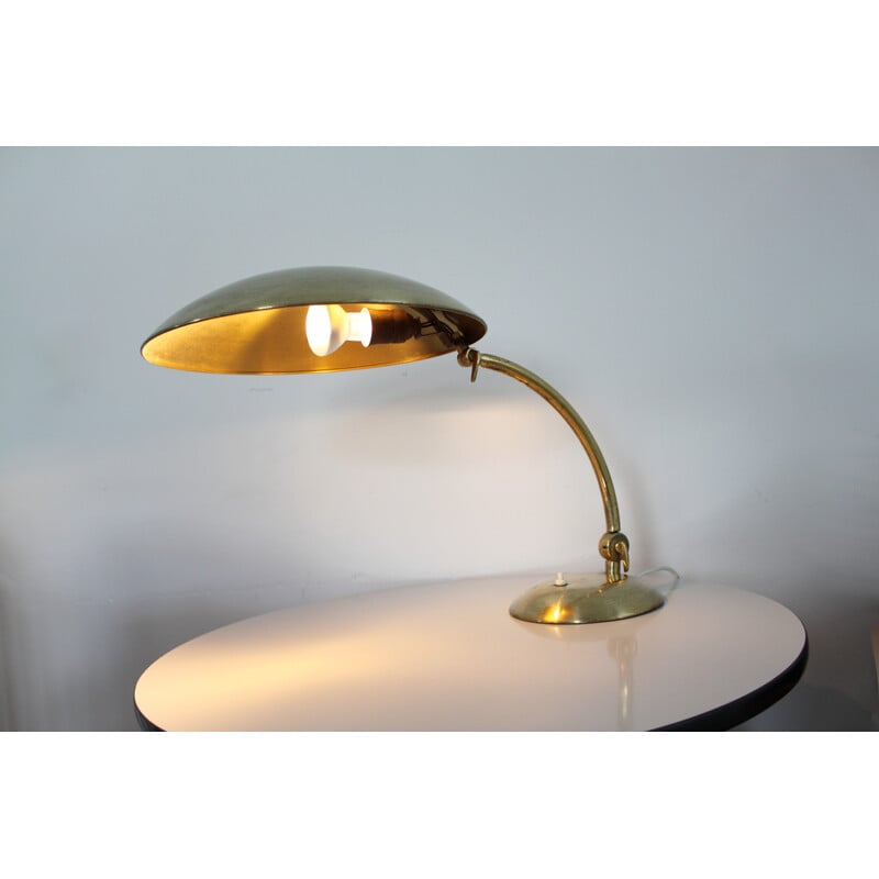 Vintage Bauhaus bureaulamp in messing van Egon Hillebrand