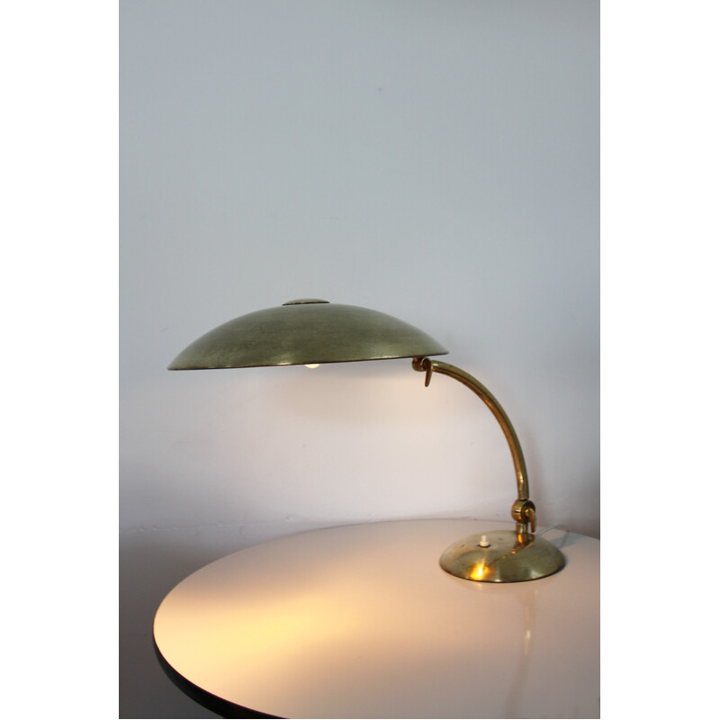 Vintage Bauhaus bureaulamp in messing van Egon Hillebrand