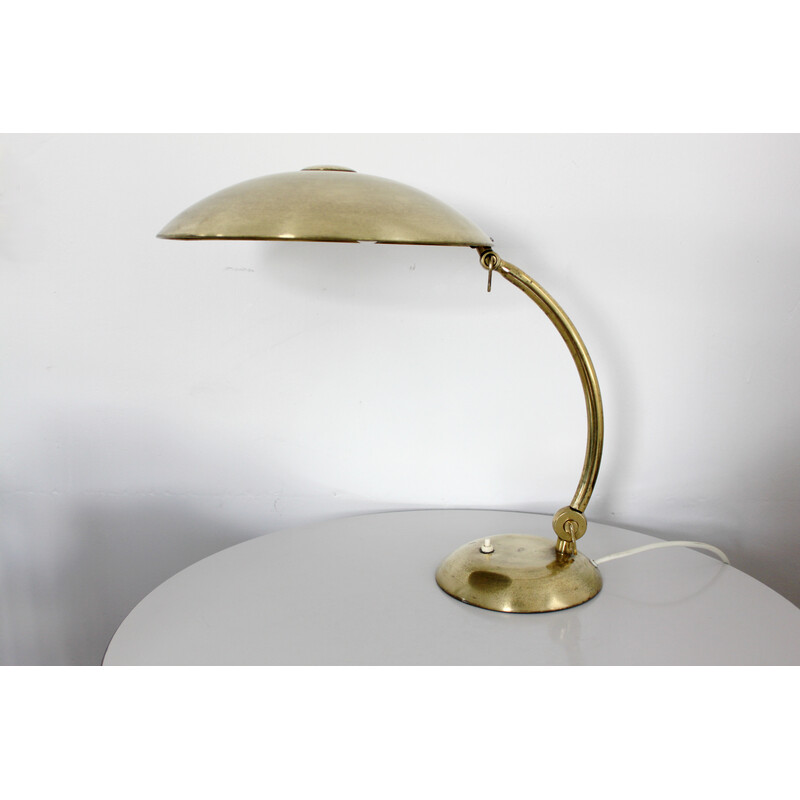Vintage Bauhaus bureaulamp in messing van Egon Hillebrand