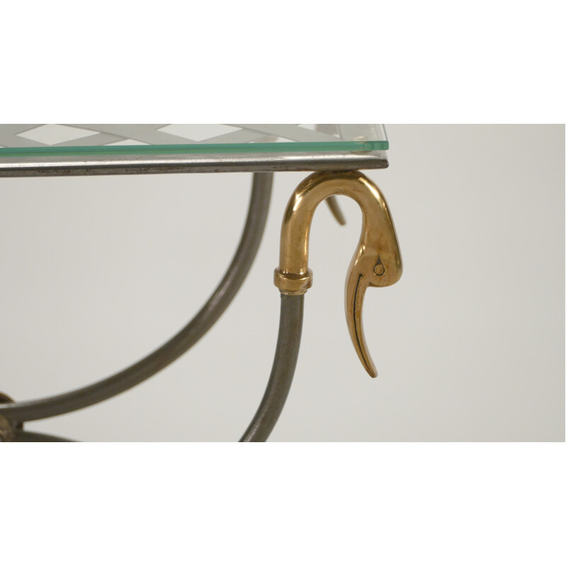 Maison Jansen pair of side tables in brass and metal - 1970s