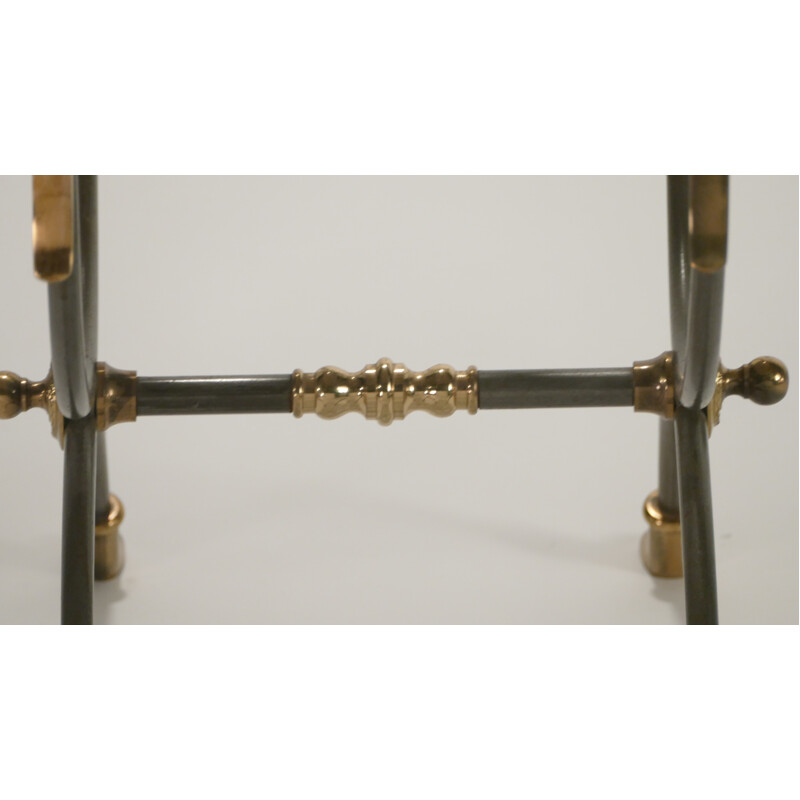 Maison Jansen pair of side tables in brass and metal - 1970s