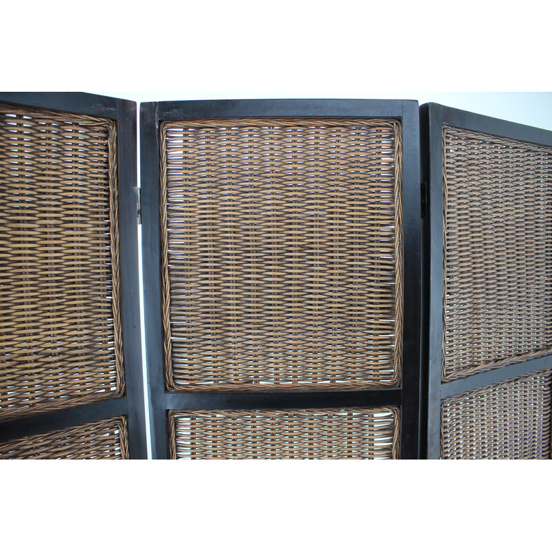 Vintage rattan screen, Czechoslovakia 1970s