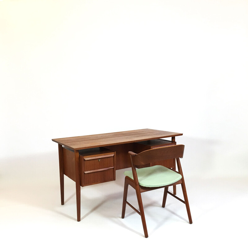 Scandinavian teak desk with flap door - 1960s