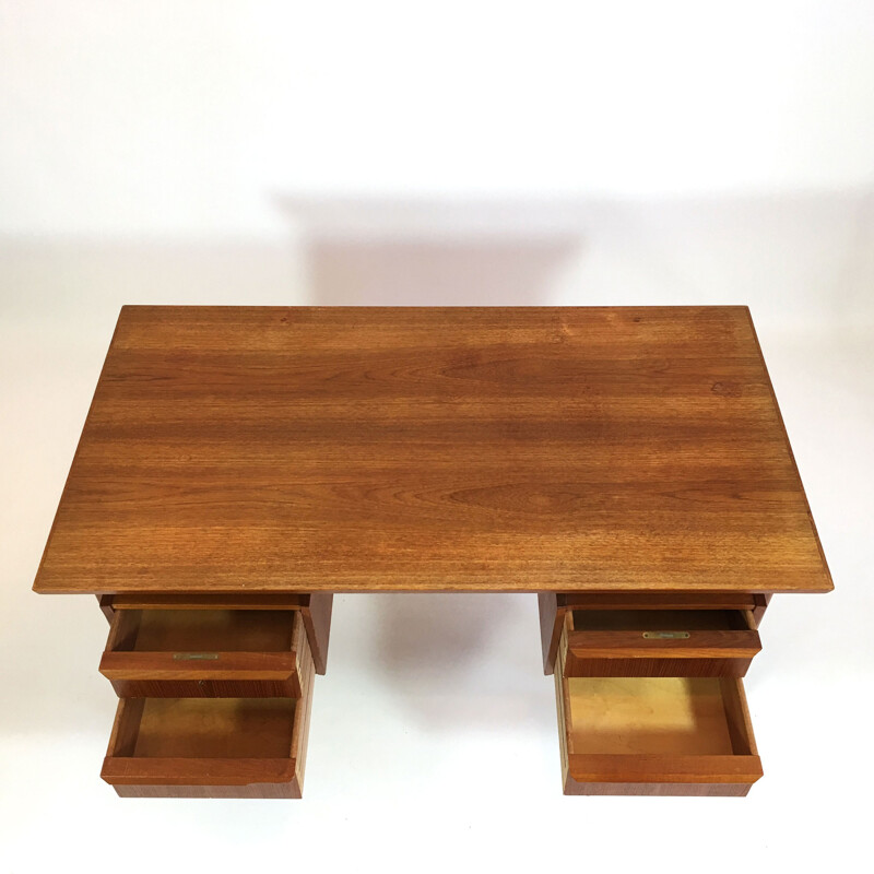 Scandinavian teak desk with flap door - 1960s