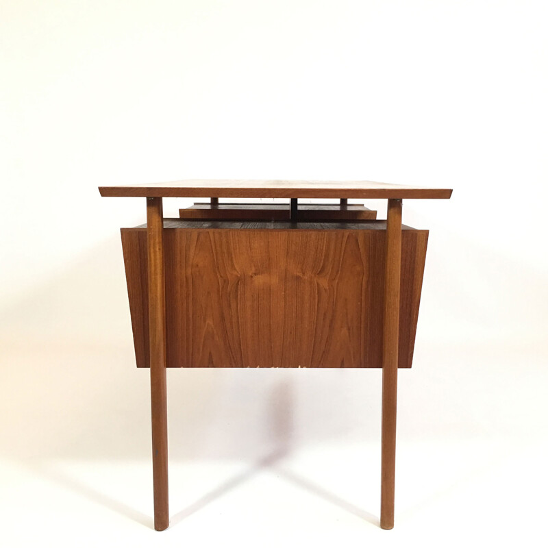 Scandinavian teak desk with flap door - 1960s