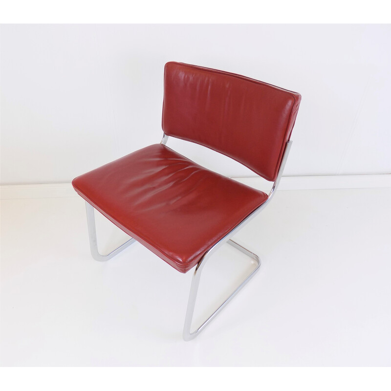 Set of 4 vintage Rh305 chairs in smooth leather by Robert Haussmann for De Sede, 1950