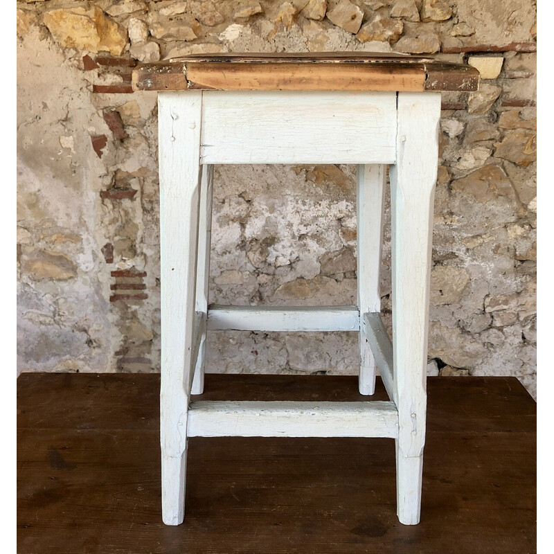 Vintage oakwood stool, France 1950s