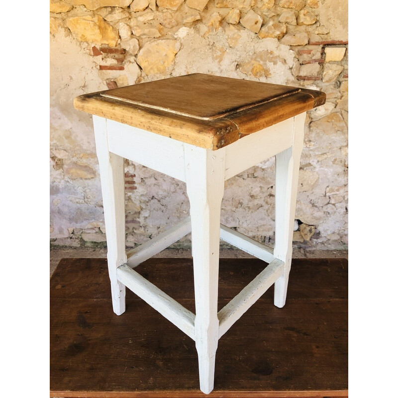 Vintage oakwood stool, France 1950s