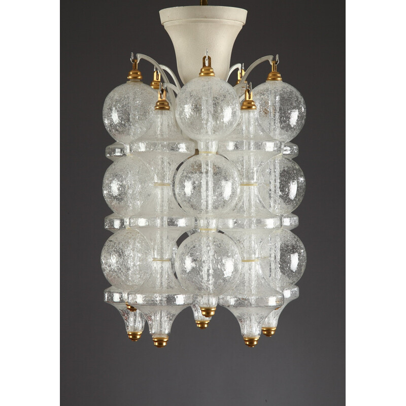 Hanging lamp in white lacquered iron and glass - 1960s