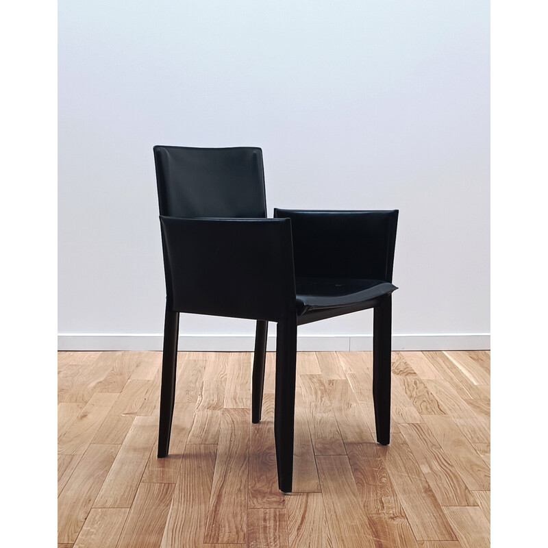 Margot vintage chair in thick leather with armrests by Cattelan Italia
