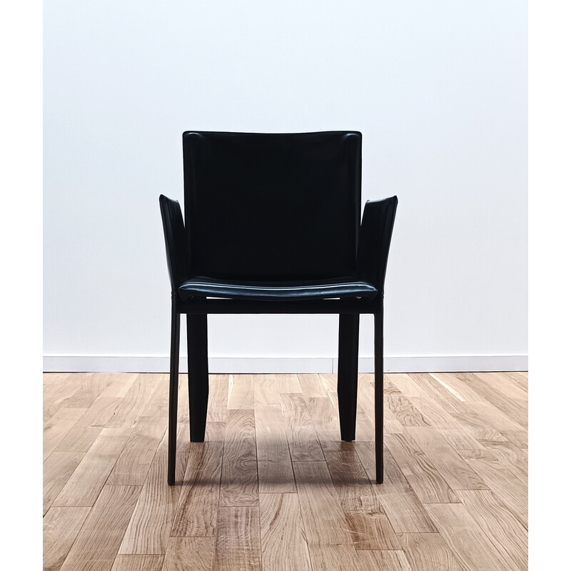 Margot vintage chair in thick leather with armrests by Cattelan Italia