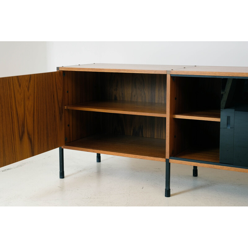 Vintage teak sideboard with 2 sliding glass doors by Arp, 1960