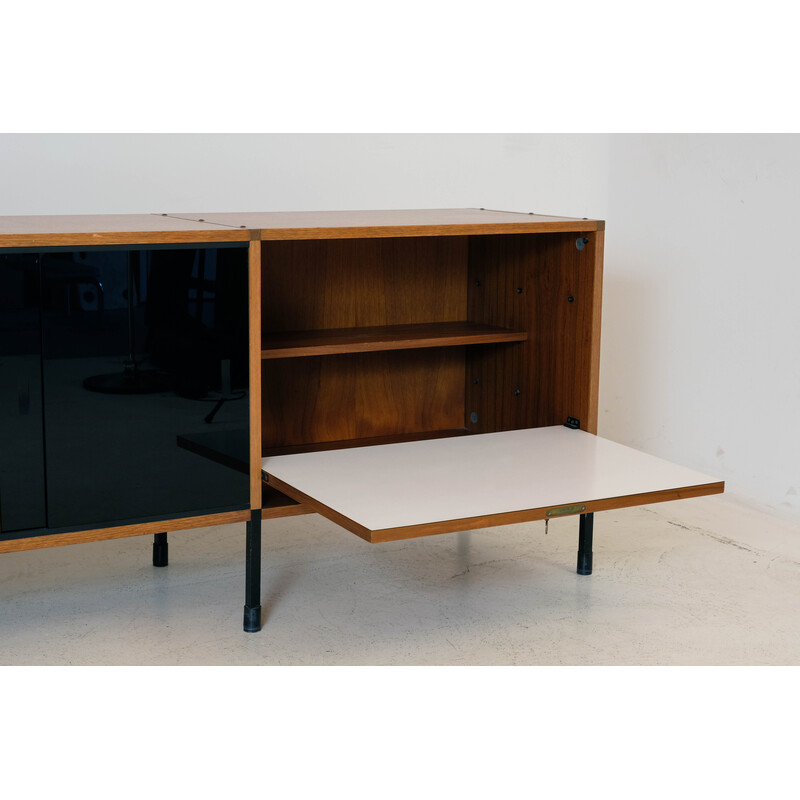 Vintage teak sideboard with 2 sliding glass doors by Arp, 1960