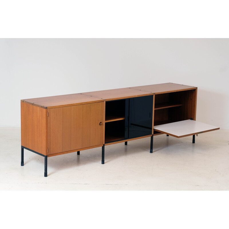 Vintage teak sideboard with 2 sliding glass doors by Arp, 1960