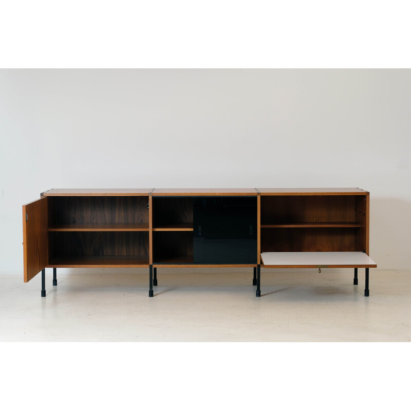 Vintage teak sideboard with 2 sliding glass doors by Arp, 1960