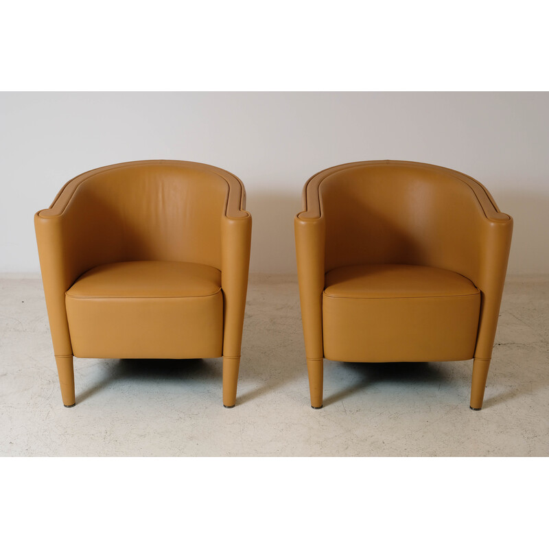 Pair of vintage "Rich" leather armchairs by Antonio Citterio for Moroso, 1989