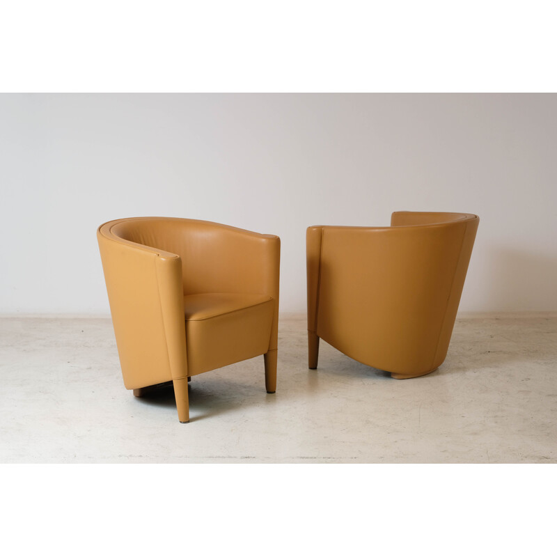 Pair of vintage "Rich" leather armchairs by Antonio Citterio for Moroso, 1989