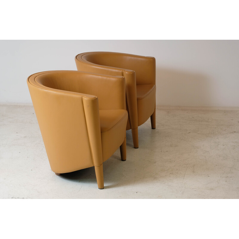 Pair of vintage "Rich" leather armchairs by Antonio Citterio for Moroso, 1989