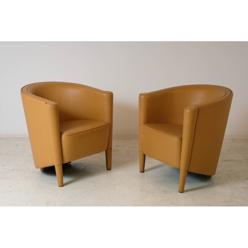 Paire de fauteuils vintage "Rich" en cuir par Antonio Citterio pour Moroso, 1989