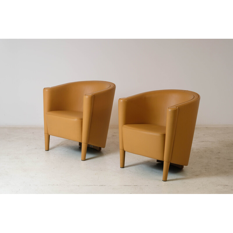 Pair of vintage "Rich" leather armchairs by Antonio Citterio for Moroso, 1989