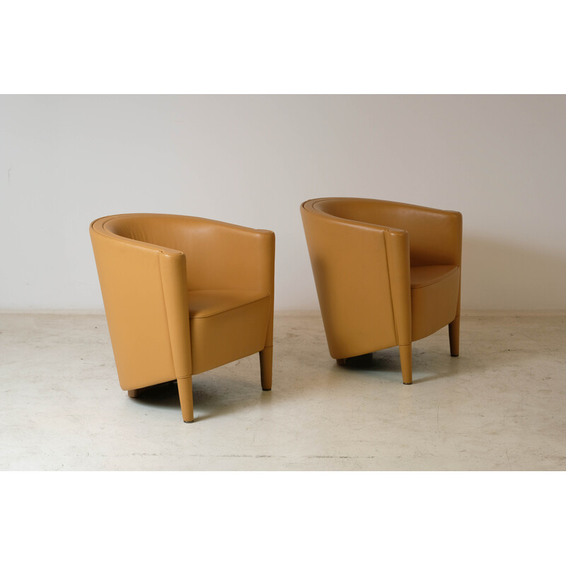 Paar vintage "Rich" lederen fauteuils door Antonio Citterio voor Moroso, 1989