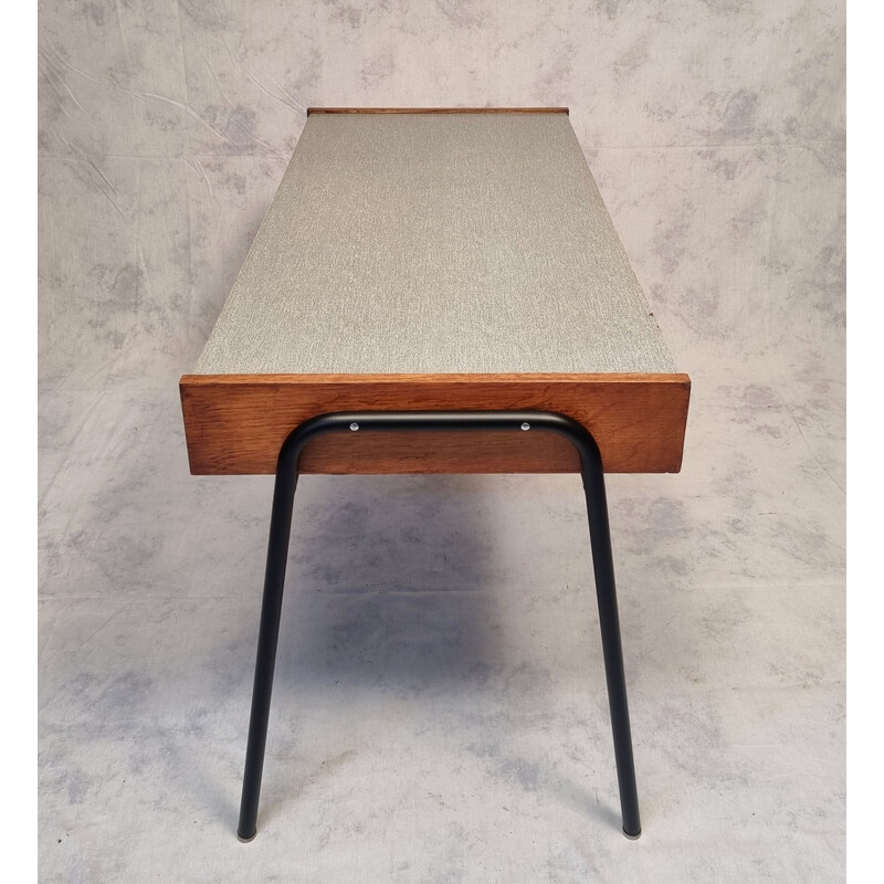 Vintage Sonacotra desk in oakwood and metal by Pierre Guariche, 1956