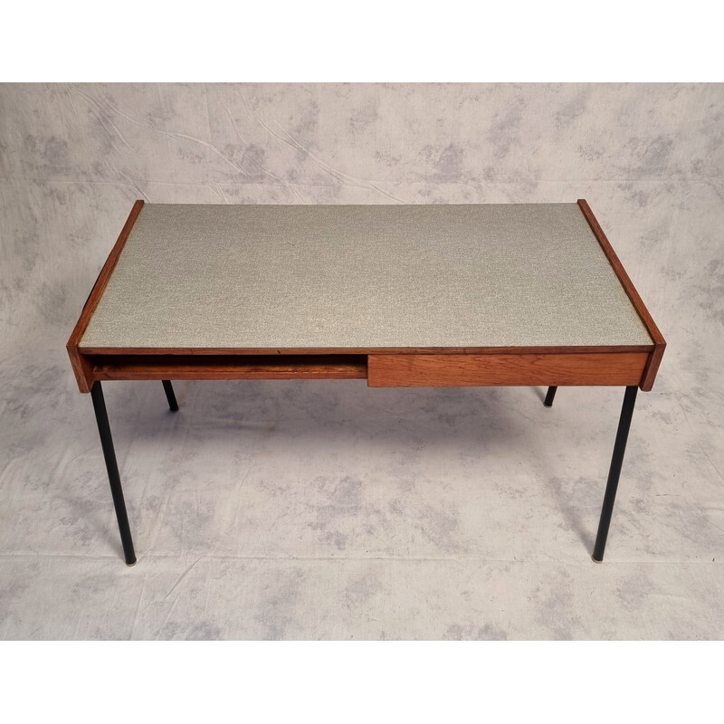 Vintage Sonacotra desk in oakwood and metal by Pierre Guariche, 1956