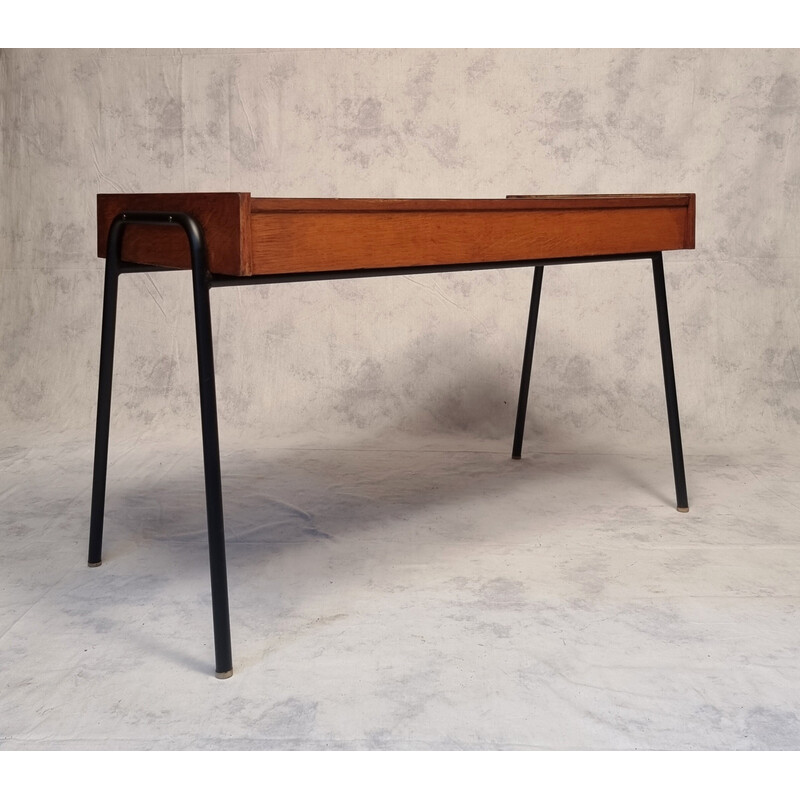 Sonacotra Vintage Schreibtisch aus Eiche und Metall von Pierre Guariche, 1956