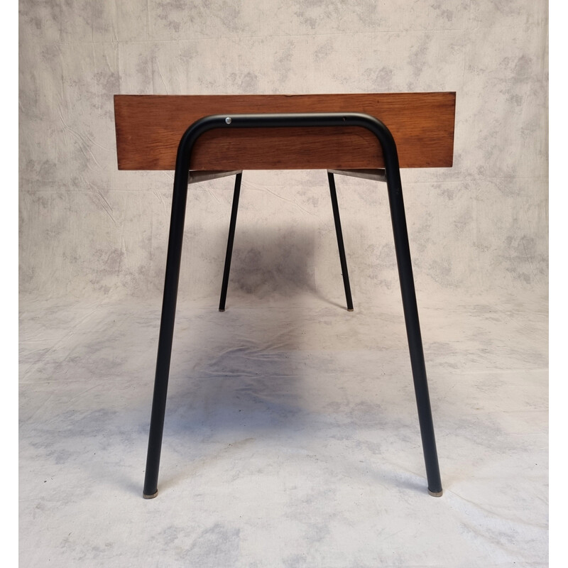 Sonacotra Vintage Schreibtisch aus Eiche und Metall von Pierre Guariche, 1956
