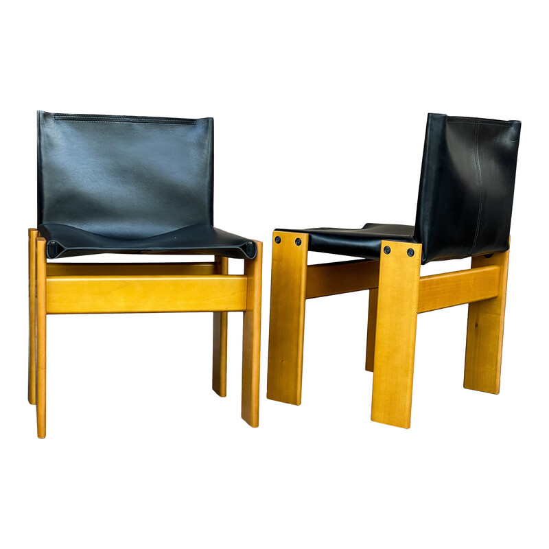 Set of 8 vintage Monk chairs by Afra and Tobia Scarpa for Molteni, 1973