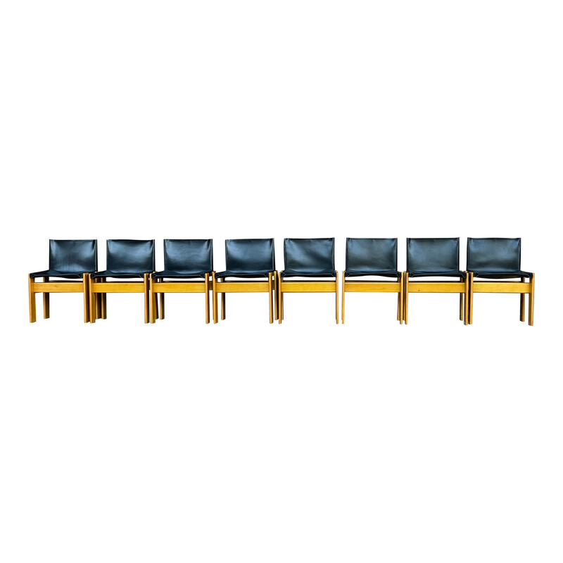 Set of 8 vintage Monk chairs by Afra and Tobia Scarpa for Molteni, 1973