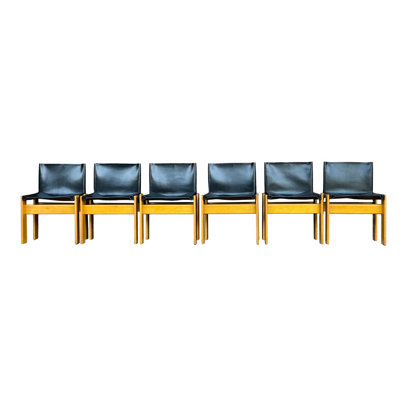 Set of 8 vintage Monk chairs by Afra and Tobia Scarpa for Molteni, 1973