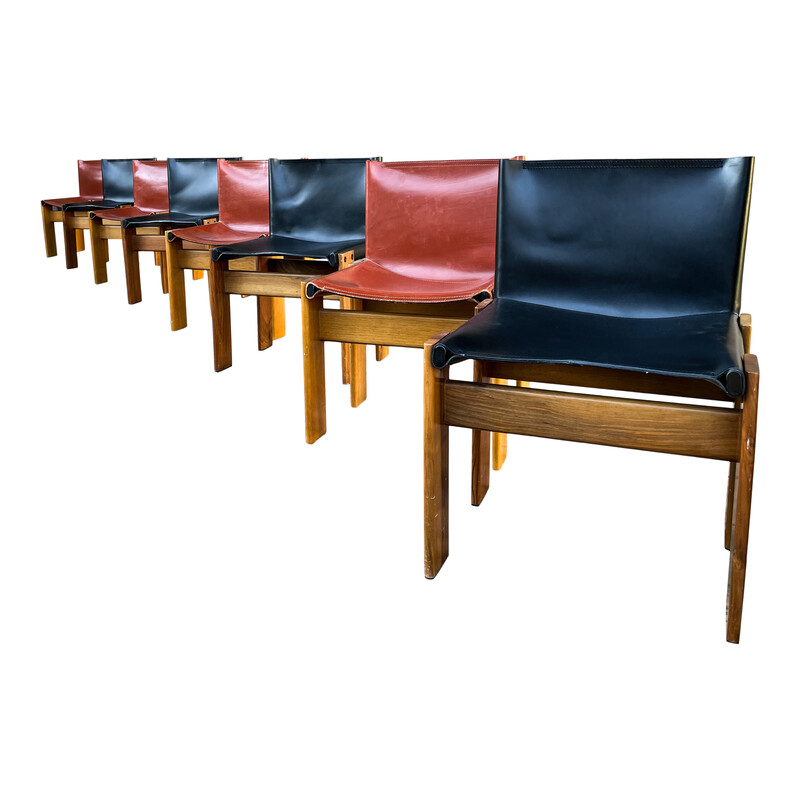 Set di 8 sedie Monk vintage di Afra e Tobia Scarpa per Molteni, Italia 1973