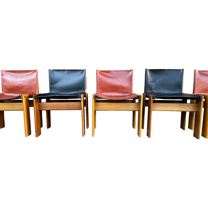 Set of 8 vintage Monk chairs by Afra and Tobia Scarpa for Molteni, Italy 1973