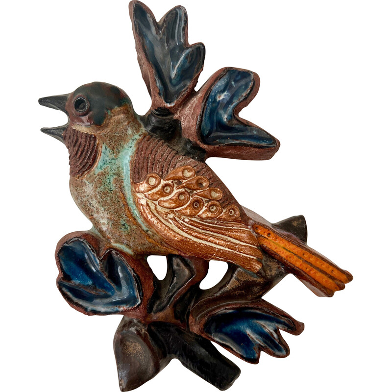 Vintage ceramic bird sculpture by Perignem, Belgium 1970s