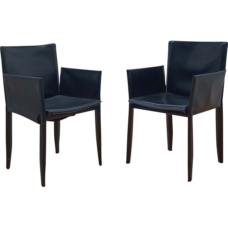 Margot vintage chair in thick leather with armrests by Cattelan Italia