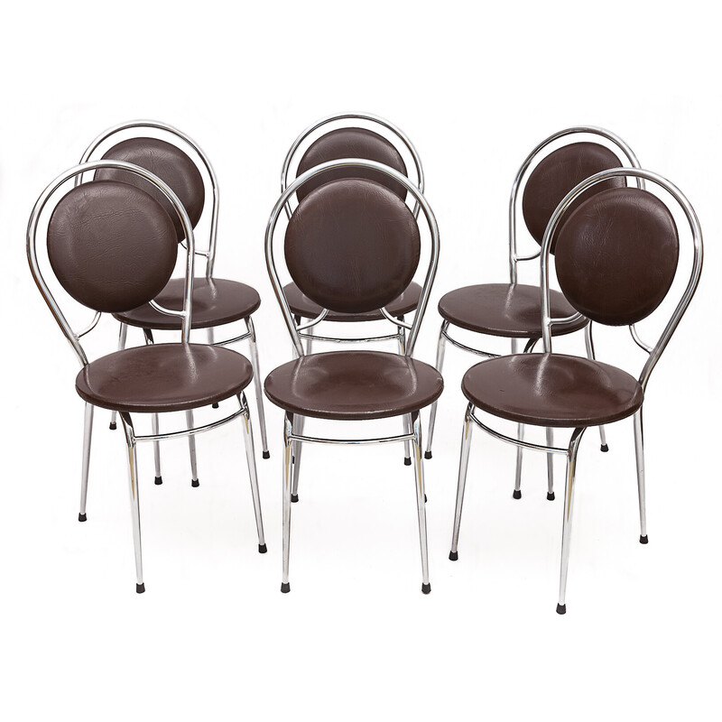 Set of 6 vintage Soudexvinyl chairs, 1970