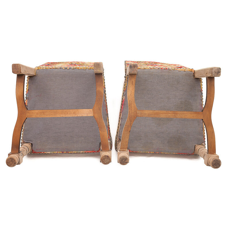 Pair of vintage high chairs in wood, 1950