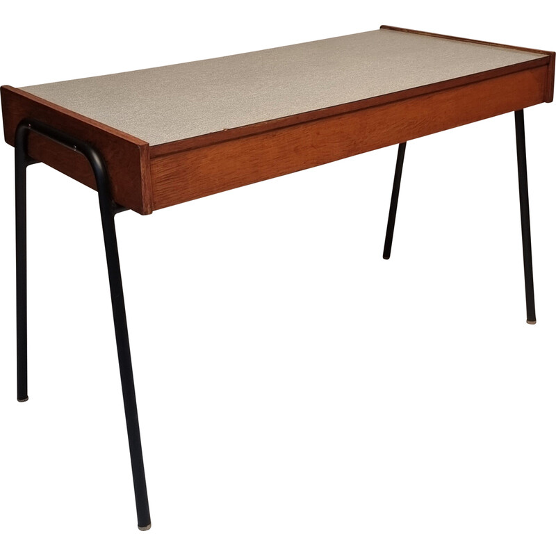 Vintage Sonacotra desk in oakwood and metal by Pierre Guariche, 1956