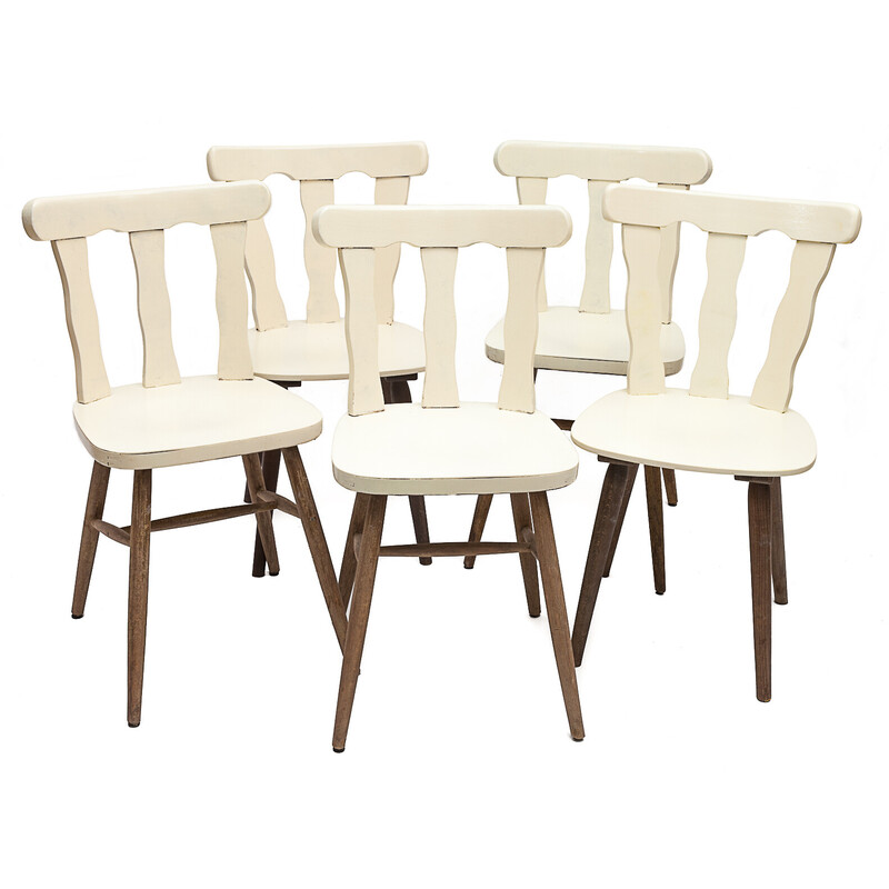Conjunto de 5 cadeiras de Bistrô vintage "Louisiane" de Baumann, 1950