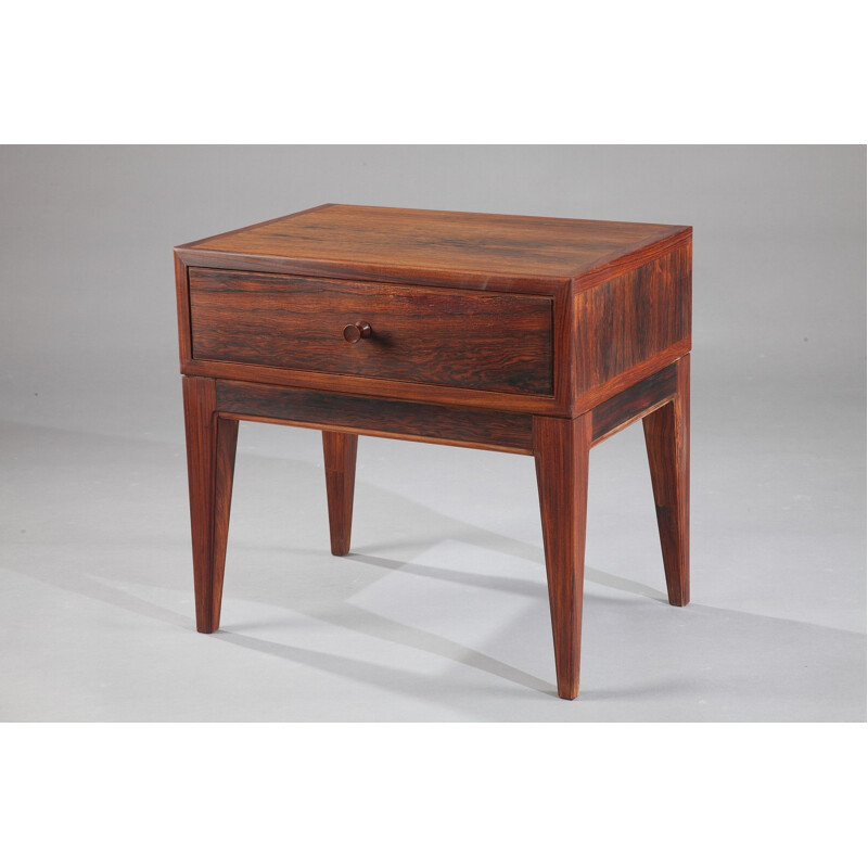 Pair of Scandinavian bedside tables in solid rosewood, Henry ROSENGREN HANSEN - 1960s