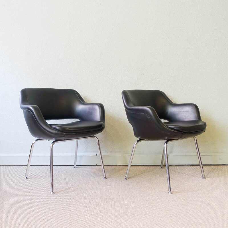 Paar vintage fauteuils van Olivier Mourgue voor Metalúrgica da Longra, 1960
