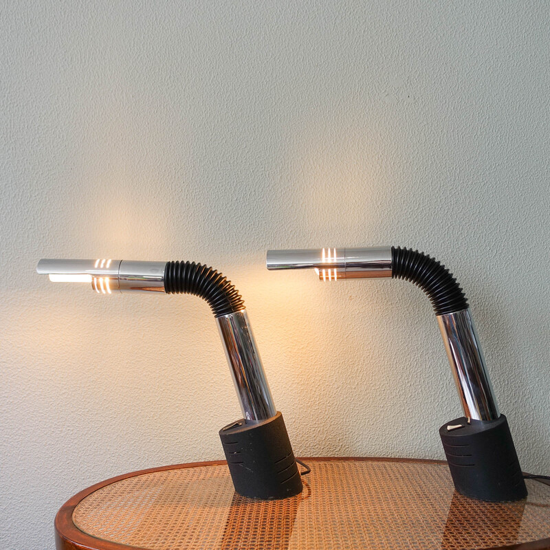 Coppia di lampade da tavolo vintage "Elbow" di E. Bellini per Targetti Sankey, anni '70