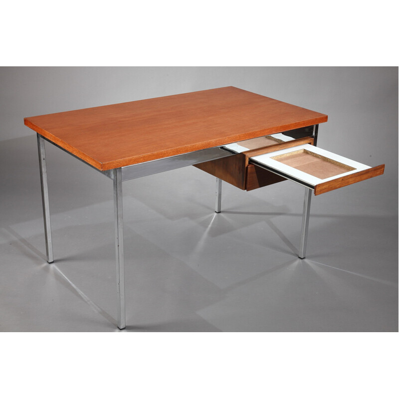 Knoll International wood and chromed metal desk, Florence KNOLL - 1960s