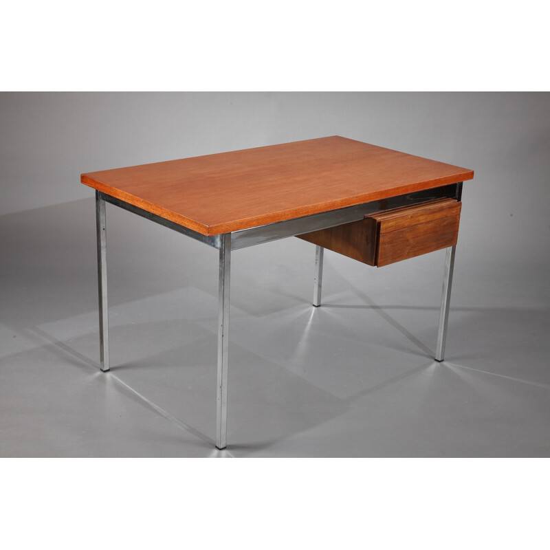 Knoll International wood and chromed metal desk, Florence KNOLL - 1960s