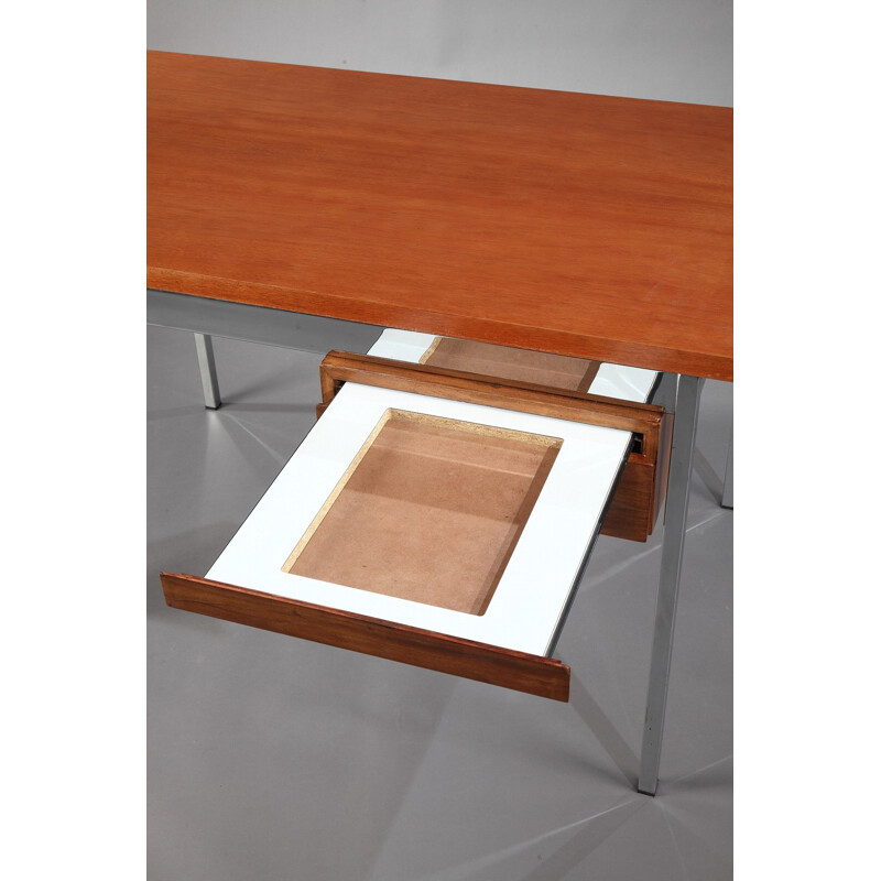 Knoll International wood and chromed metal desk, Florence KNOLL - 1960s